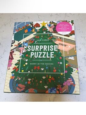 Galison Surprise Puzzle Merry in the Making Christmas 1000pc Jigsaw Puzzle